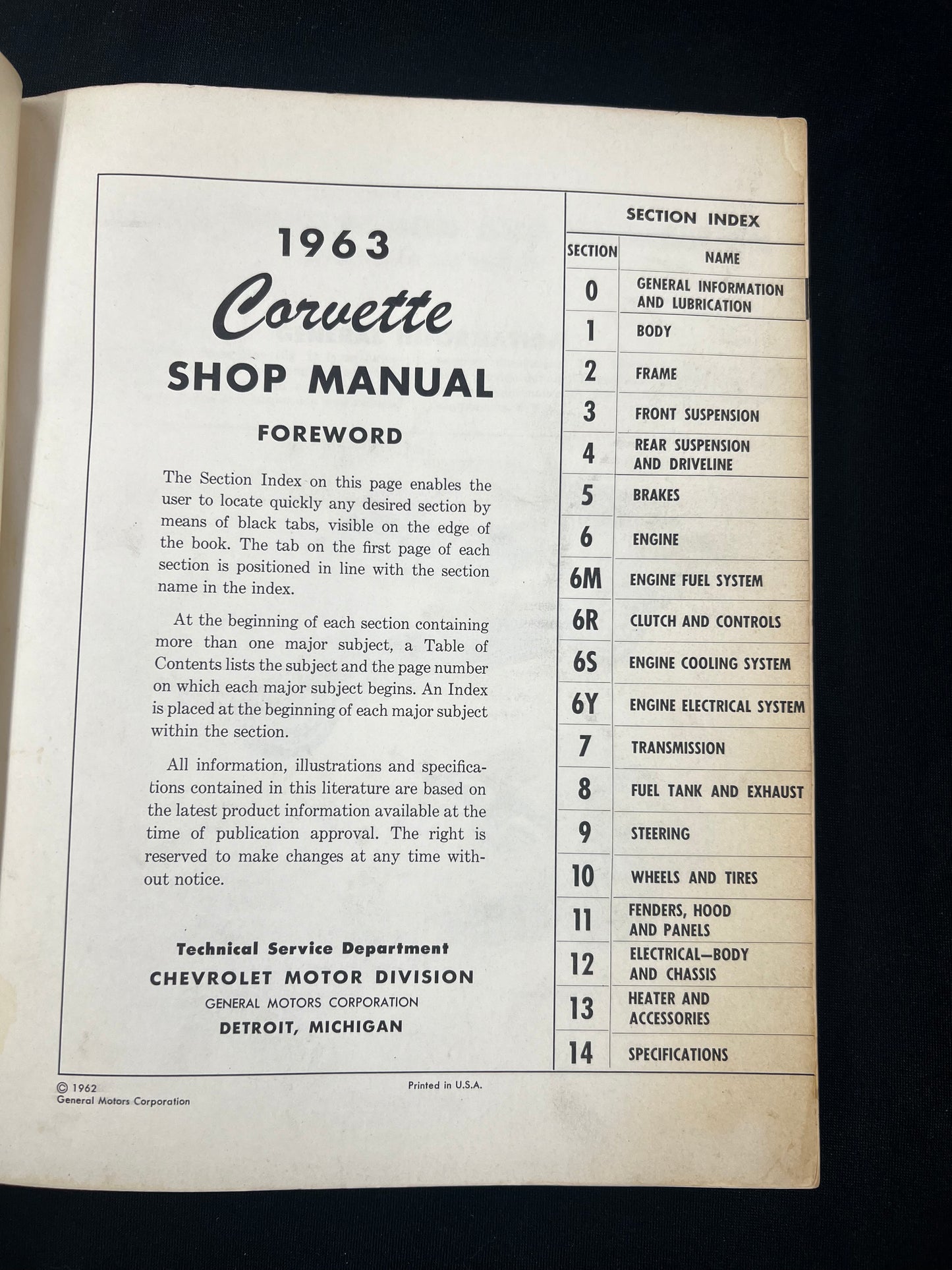 1963 CORVETTE SHOP SERVICE MANUAL GENUINE FACTORY *ORIGINAL*