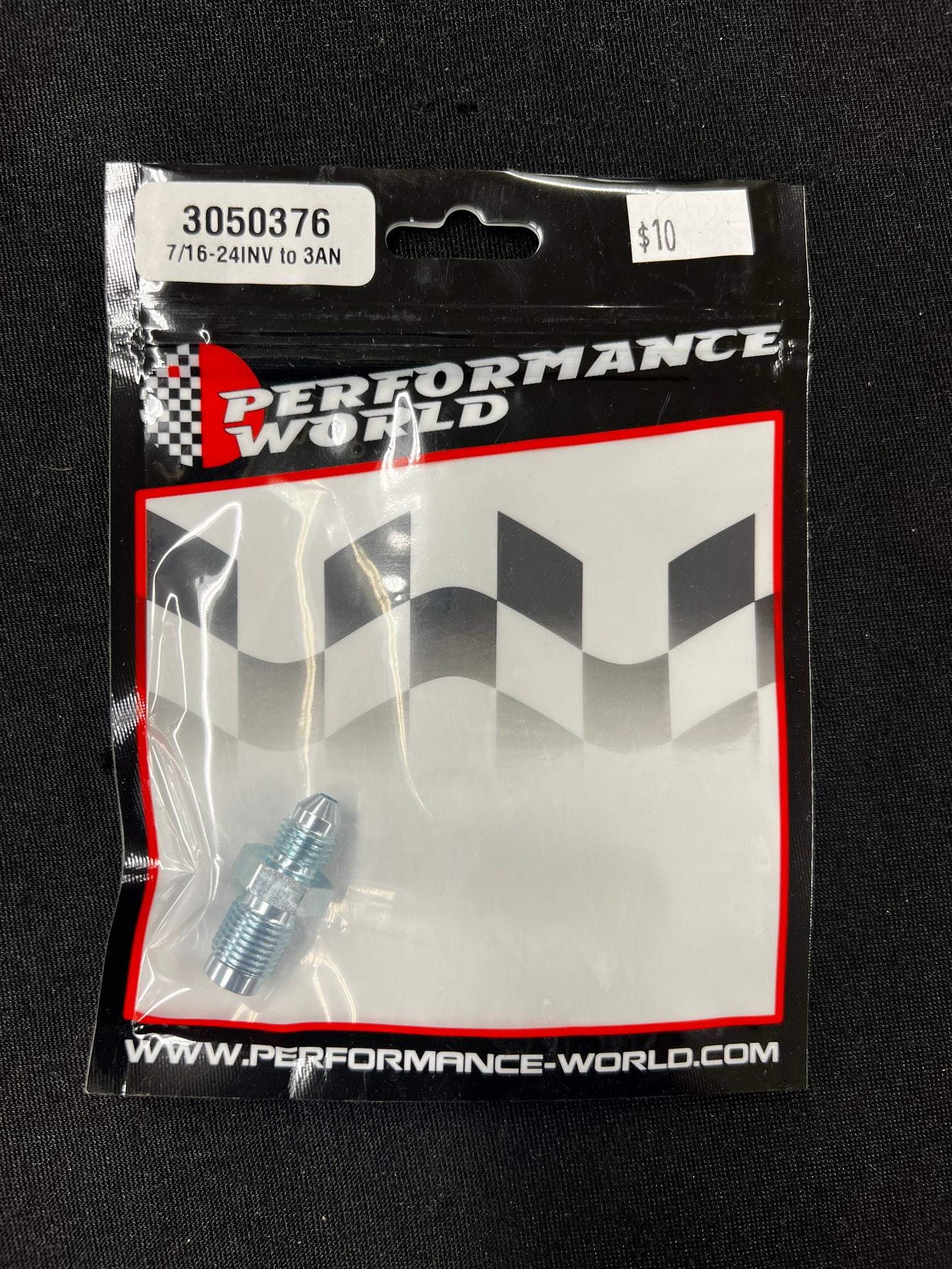 3050376 7/16"-24 INVERTED FLARE TO 3AN STEEL BRAKE FITTING