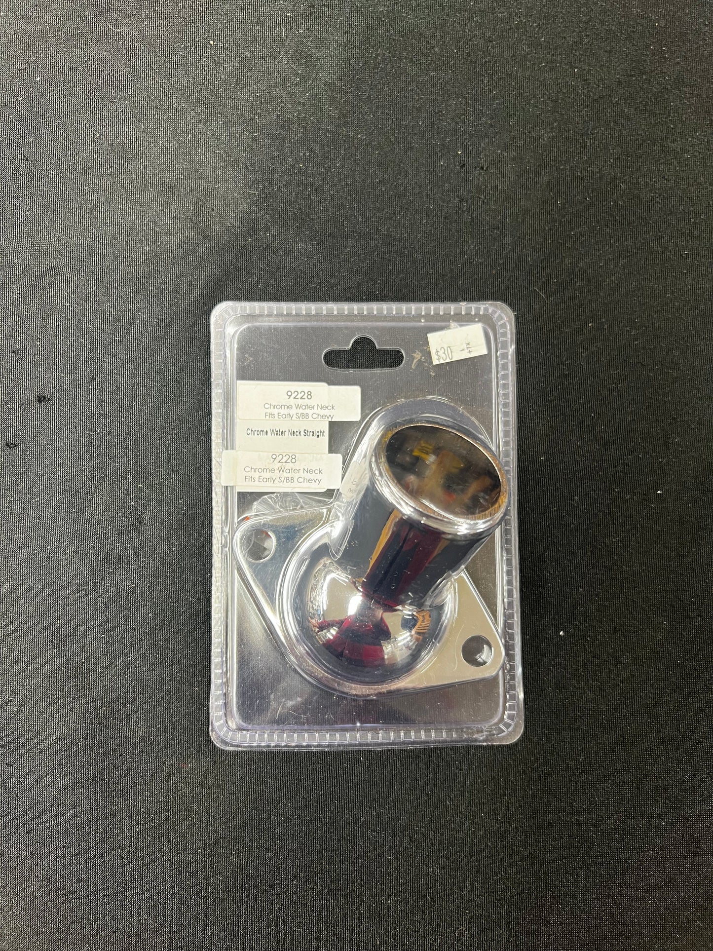 9228 EARLY STRAIGHT CHROME WATER NECK. FITS SB AND BB CHEVROLET