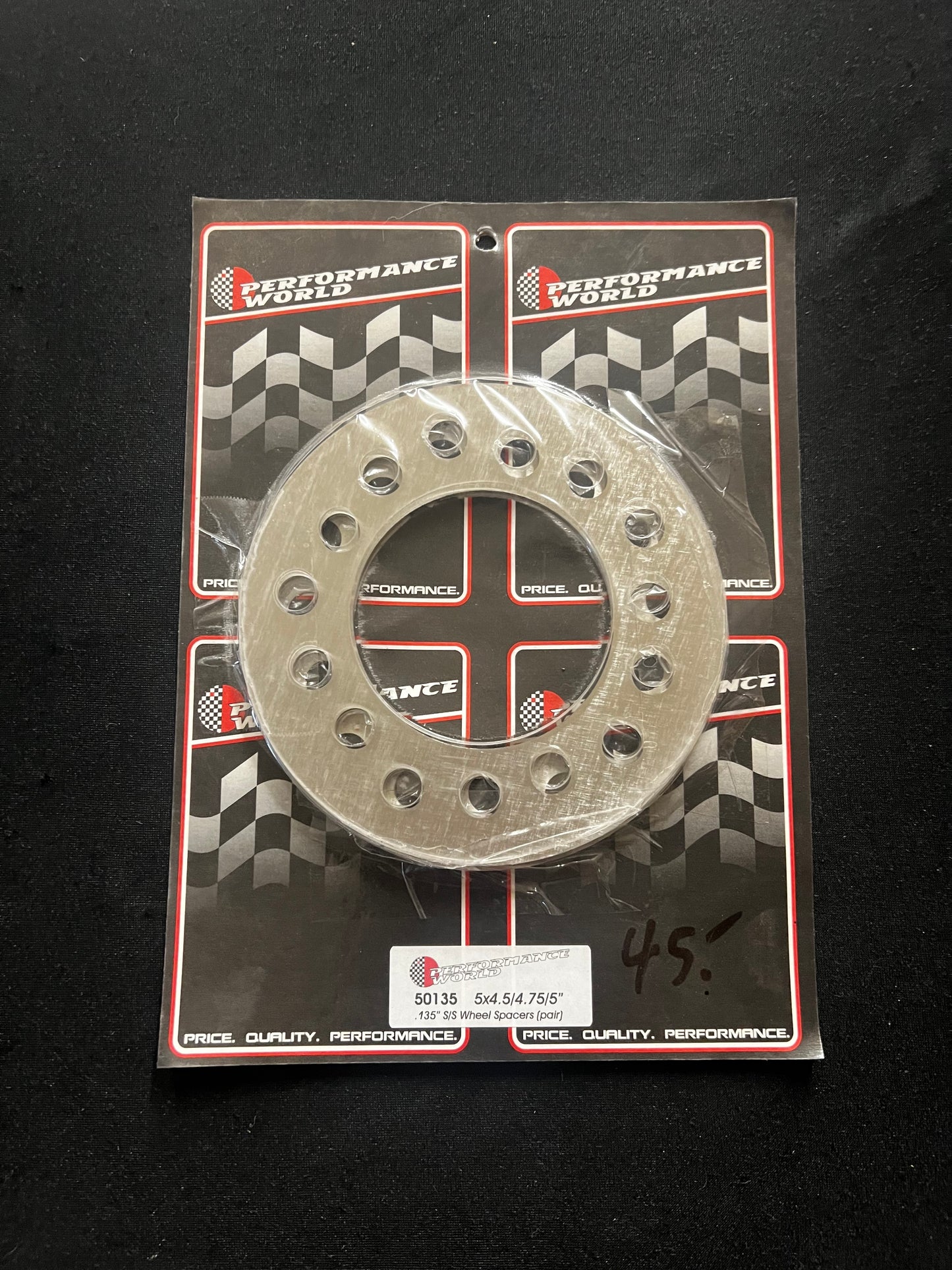 50135 .135" THICK STAINLESS STEEL WHEEL SPACERS. FITS 5X4-1/2", 5X4-3/4", 5X5". PAIR