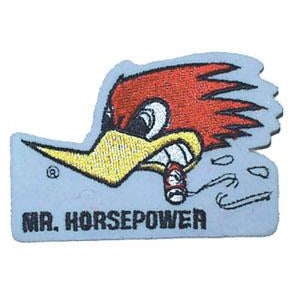 Mr. Horsepower White Iron-on Patch
