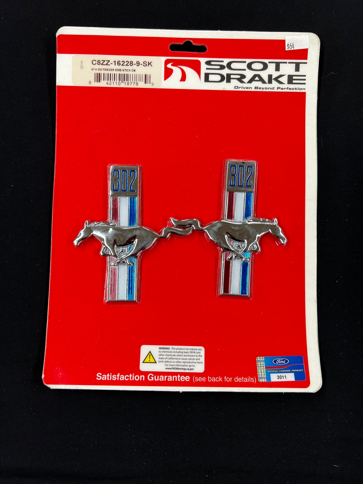 Scott Drake 302 Running Horse Fender Emblems