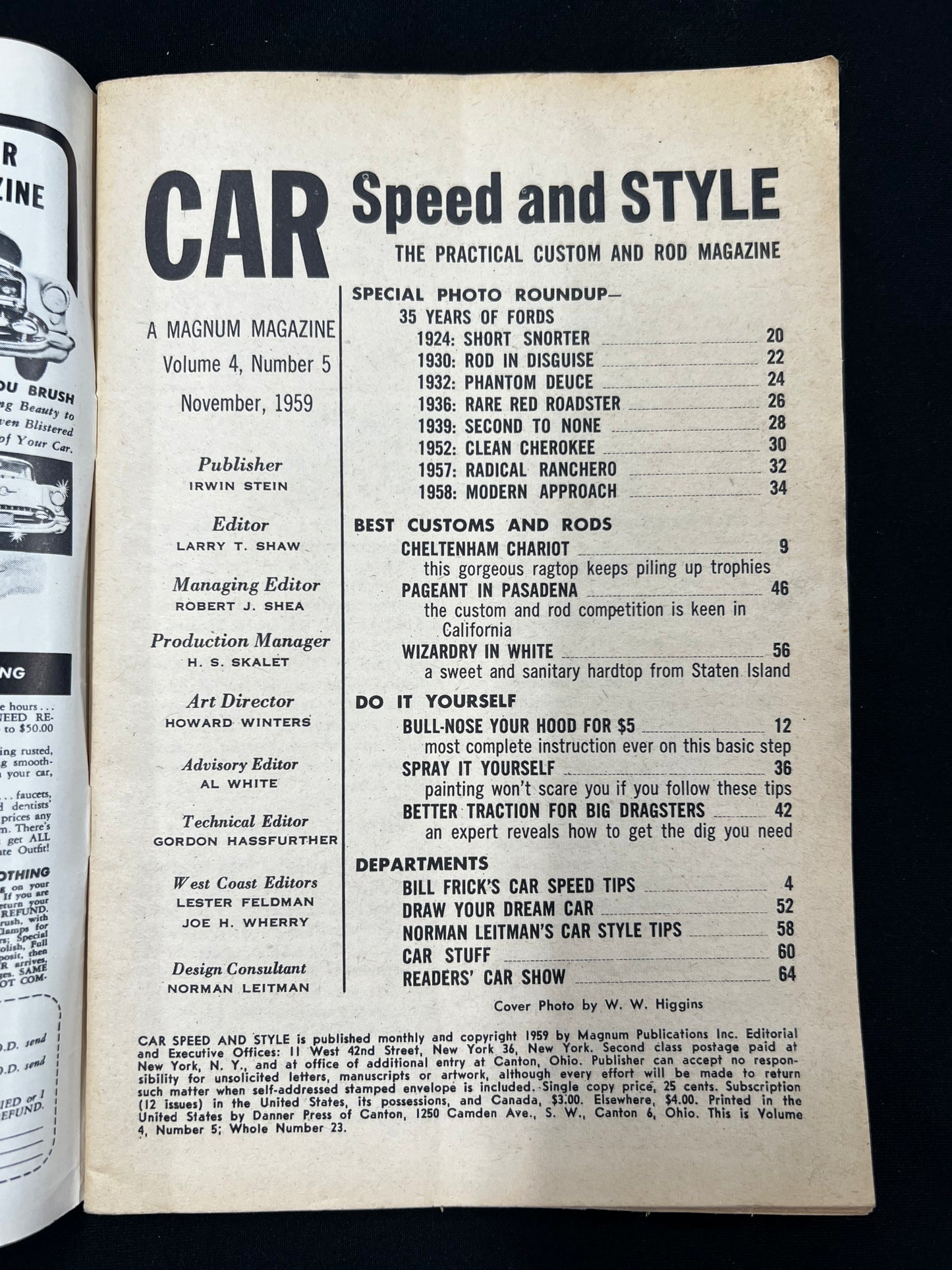 Car Speed and Style Magazine November 1959