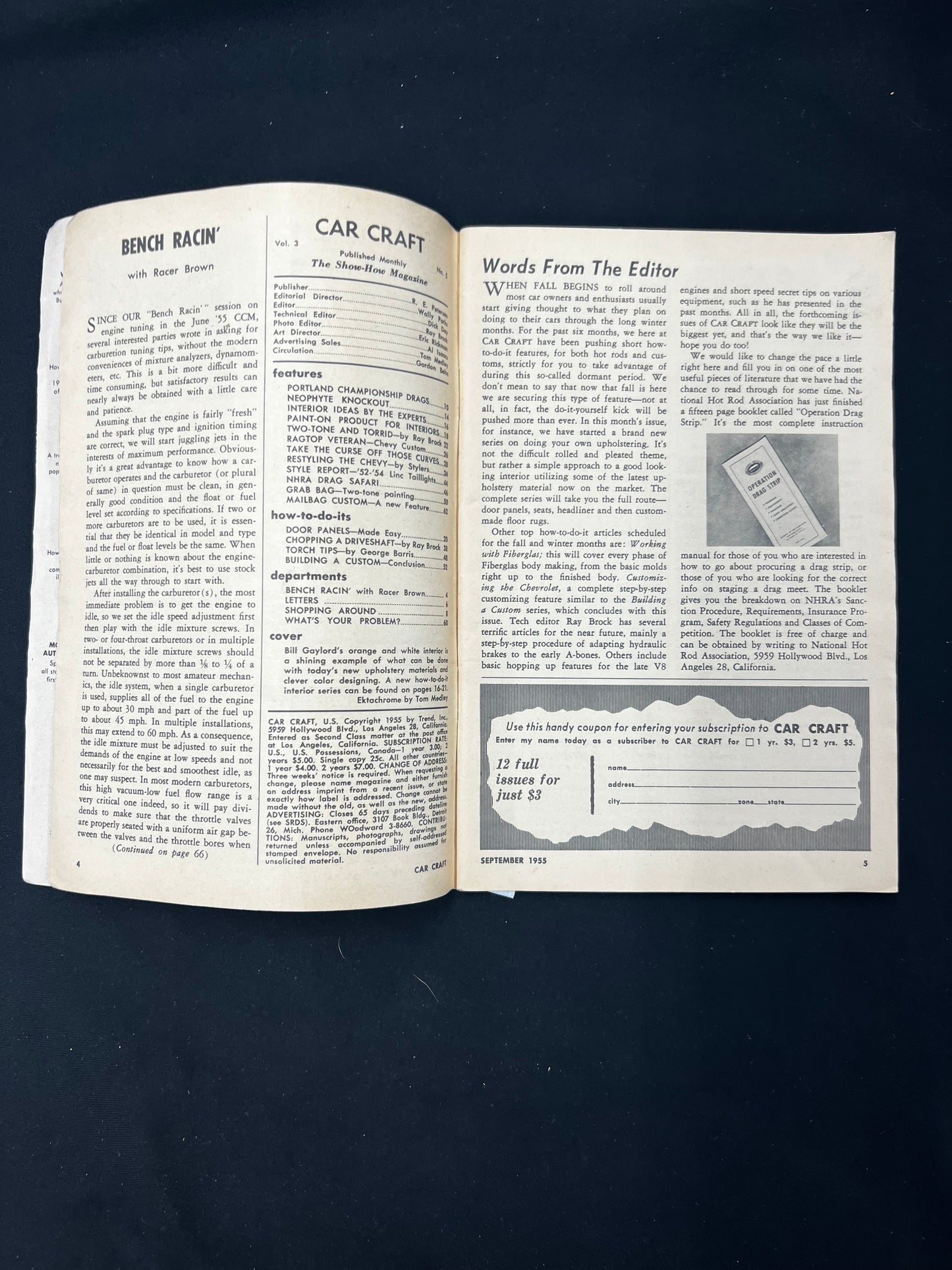 Car Craft Magazine September 1955