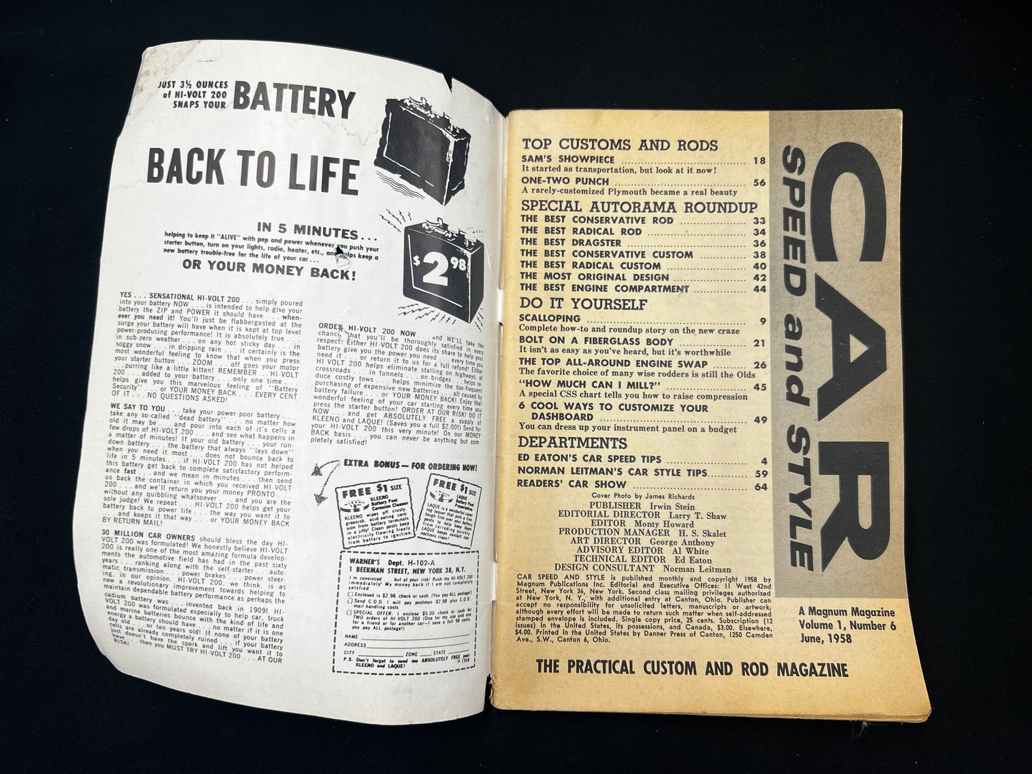 Car Speed and Style Magazine June 1958