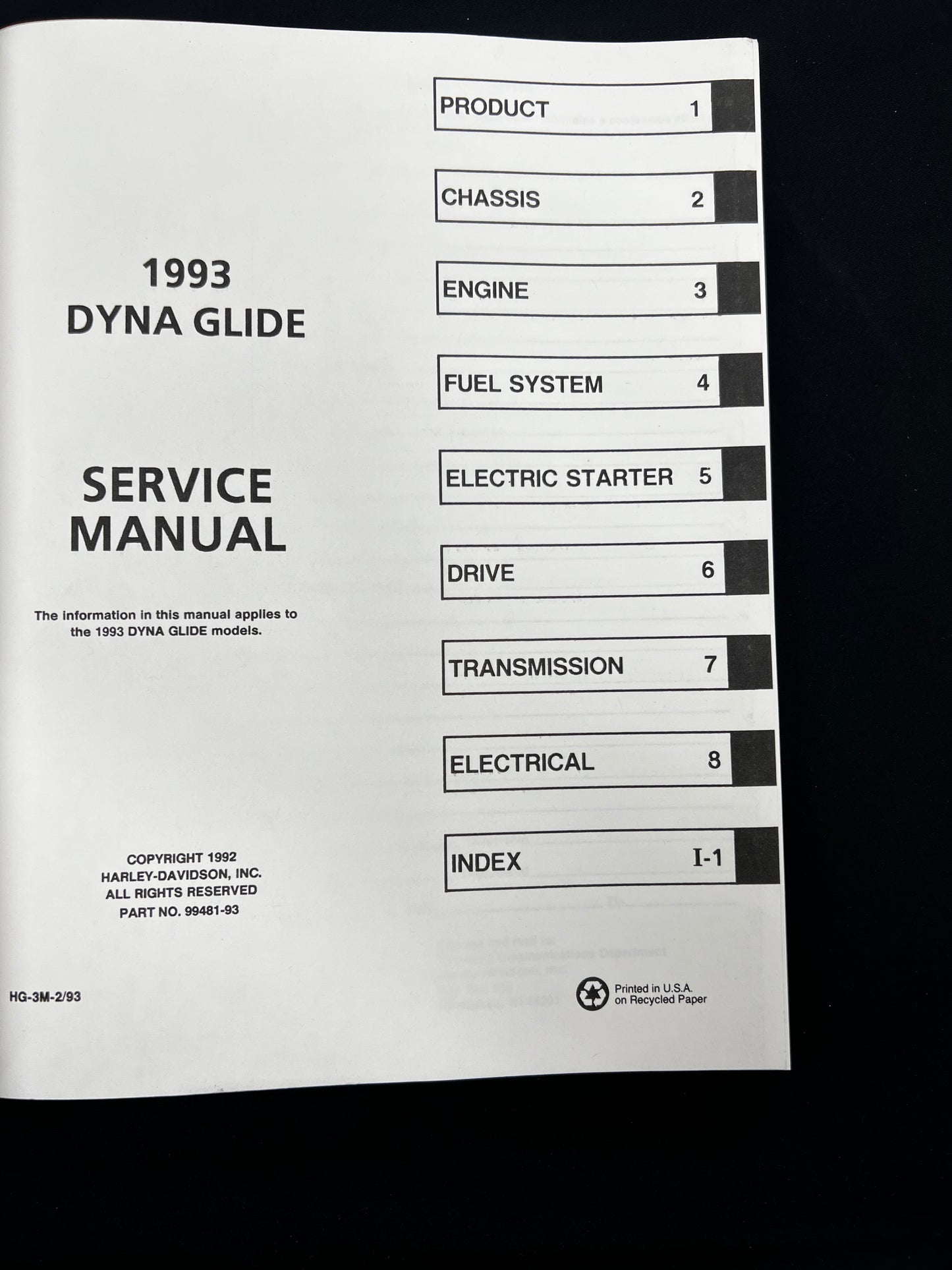 Harley Davidson 1993 DYNA GLIDE Model OEM Official Factory Manual