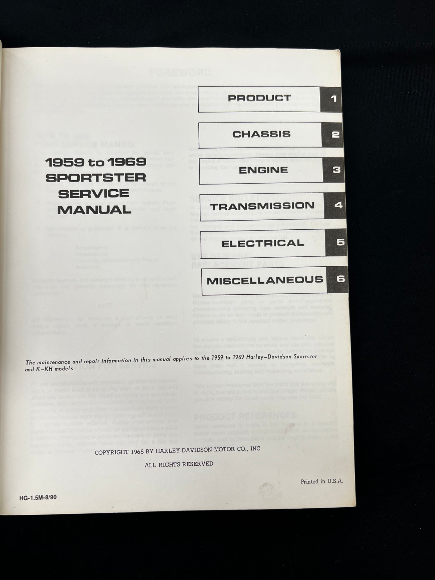 1959-1969 Harley-Davidson Electra Glide motorcycle service manual book