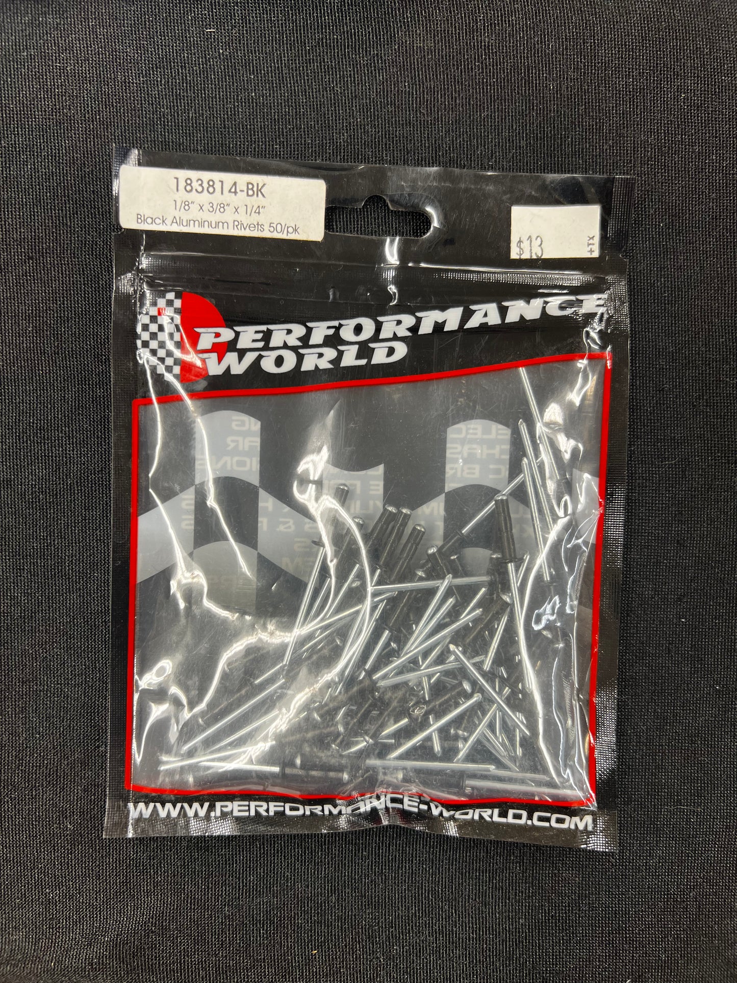 1/8" X 3/8" X 1/4" Black Rivets