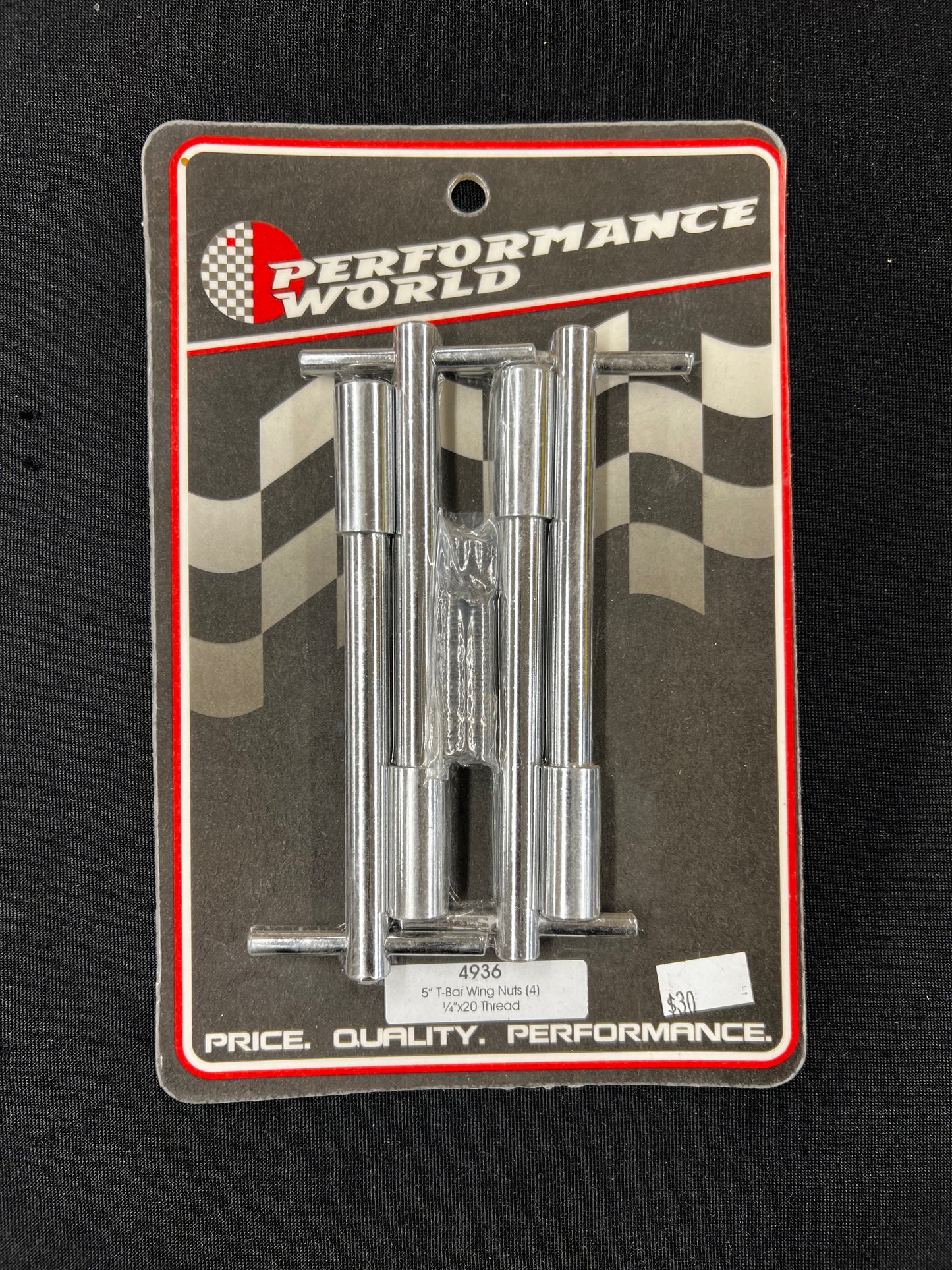 4936 CHROME VALVE COVER WING NUTS 4/PK. 5" TALL. 1/4"X20 THREAD.