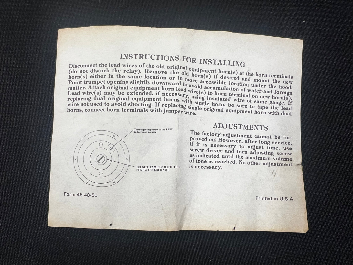 NOS Jubilee 12 Volt Horn