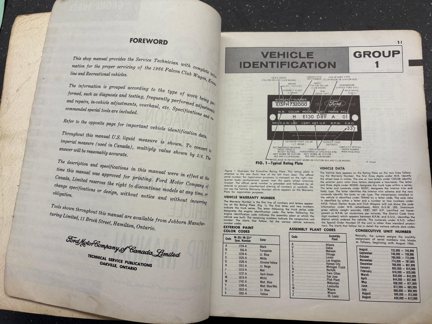 1966 FORD FALCON CLUB WAGON, ECONOLINE AND RECREATIONAL VECHICLE SHOP MANUAL