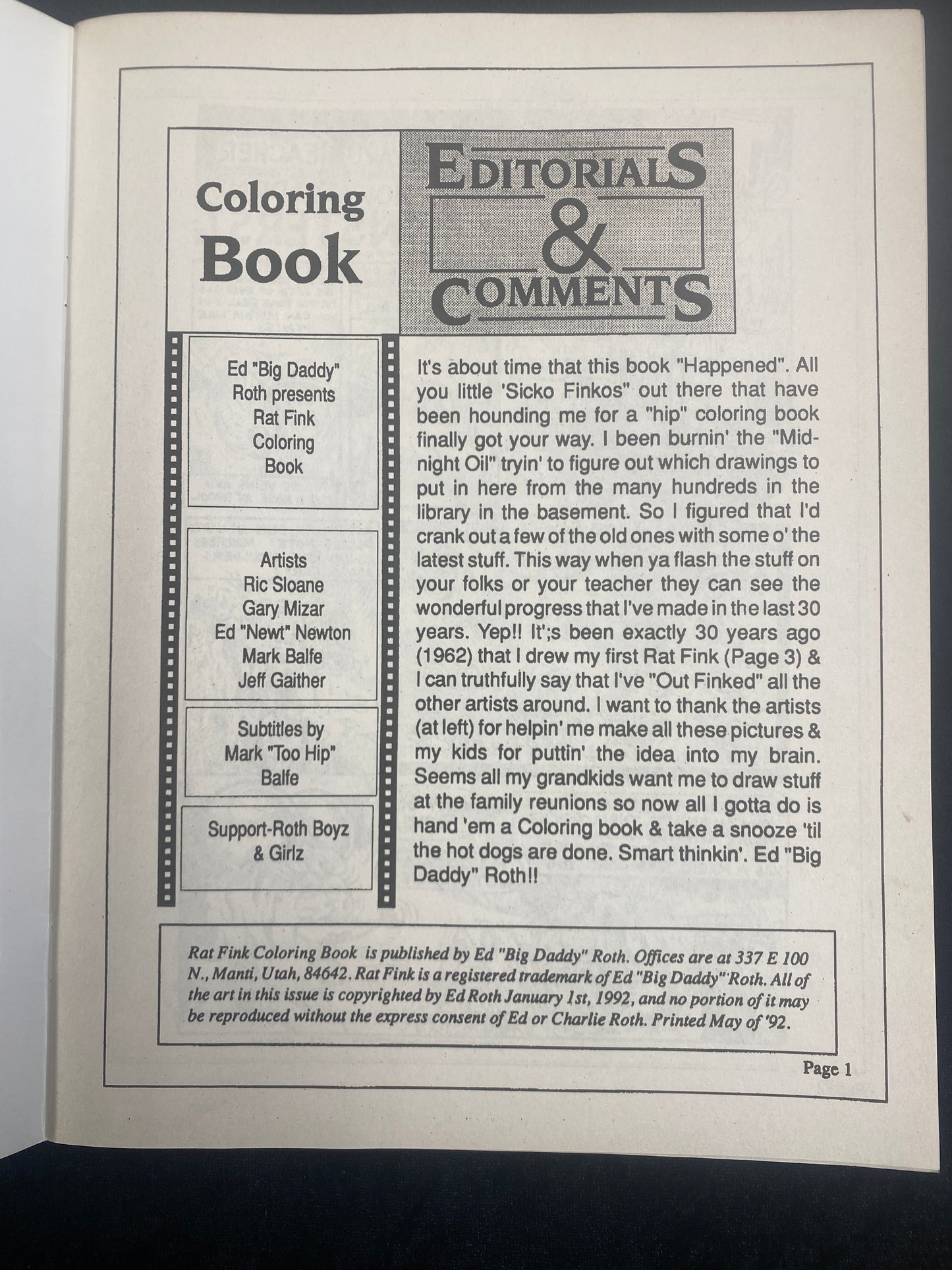 RAT FINK COLORING BOOK