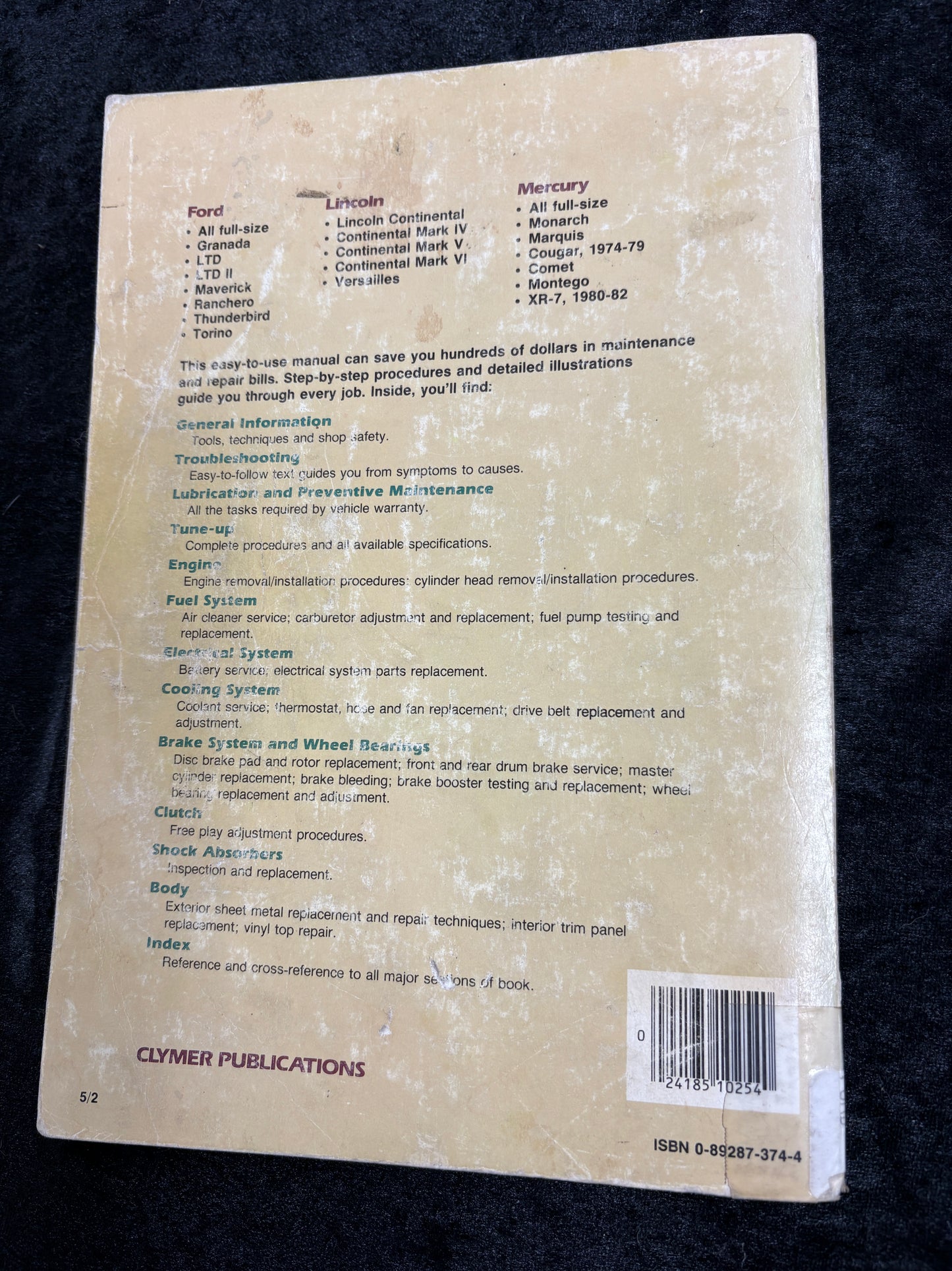 Ford, Lincoln, Mercury, 1972-87 Repair Tune-Up Guide Clymer Publications