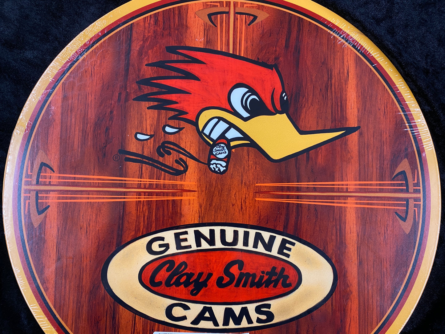 Woody Vintage Genuine Clay Smith Cams Round Metal Sign