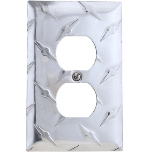 11 DIAMOND PLATE CHROME SINGLE OUTLET COVER