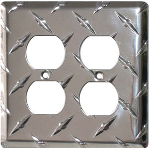 22 DIAMOND PLATE CHROME QUAD OUTLET COVER