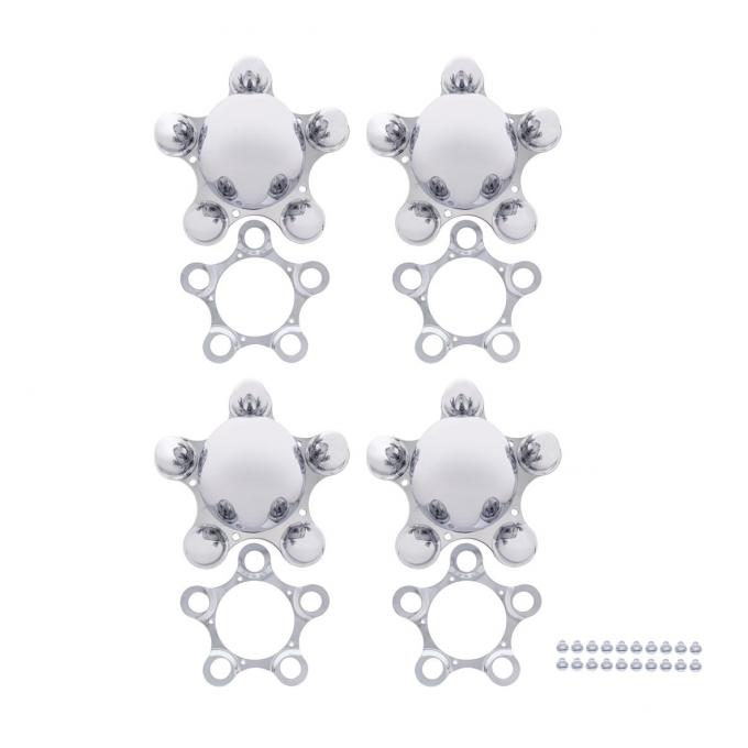 United Pacific Chrome 5 on 4-1/2" Vintage Spider Wheel Hub Cover (4/Set) C8057