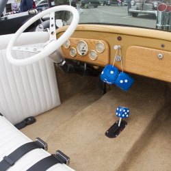 Blue Fuzzy Dice with White Dots - Pair