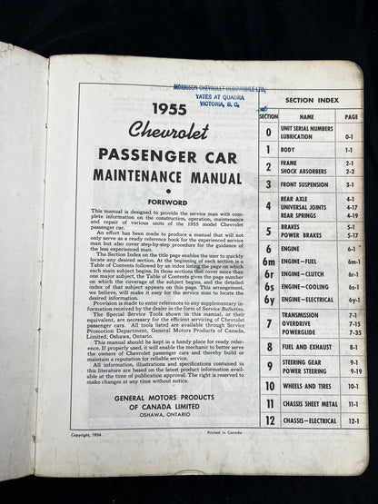 1955 CHEVY CAR BEL AIR NOMAD CORVETTE MORE SHOP SERVICE MANUAL