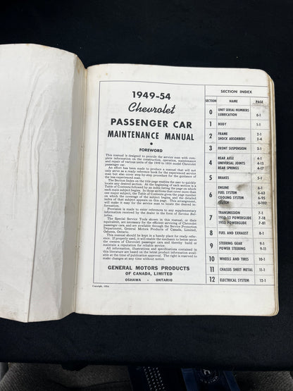 Chevrolet Passenger Cars 1949-1954 Maintenance Manual - PSD 53-5