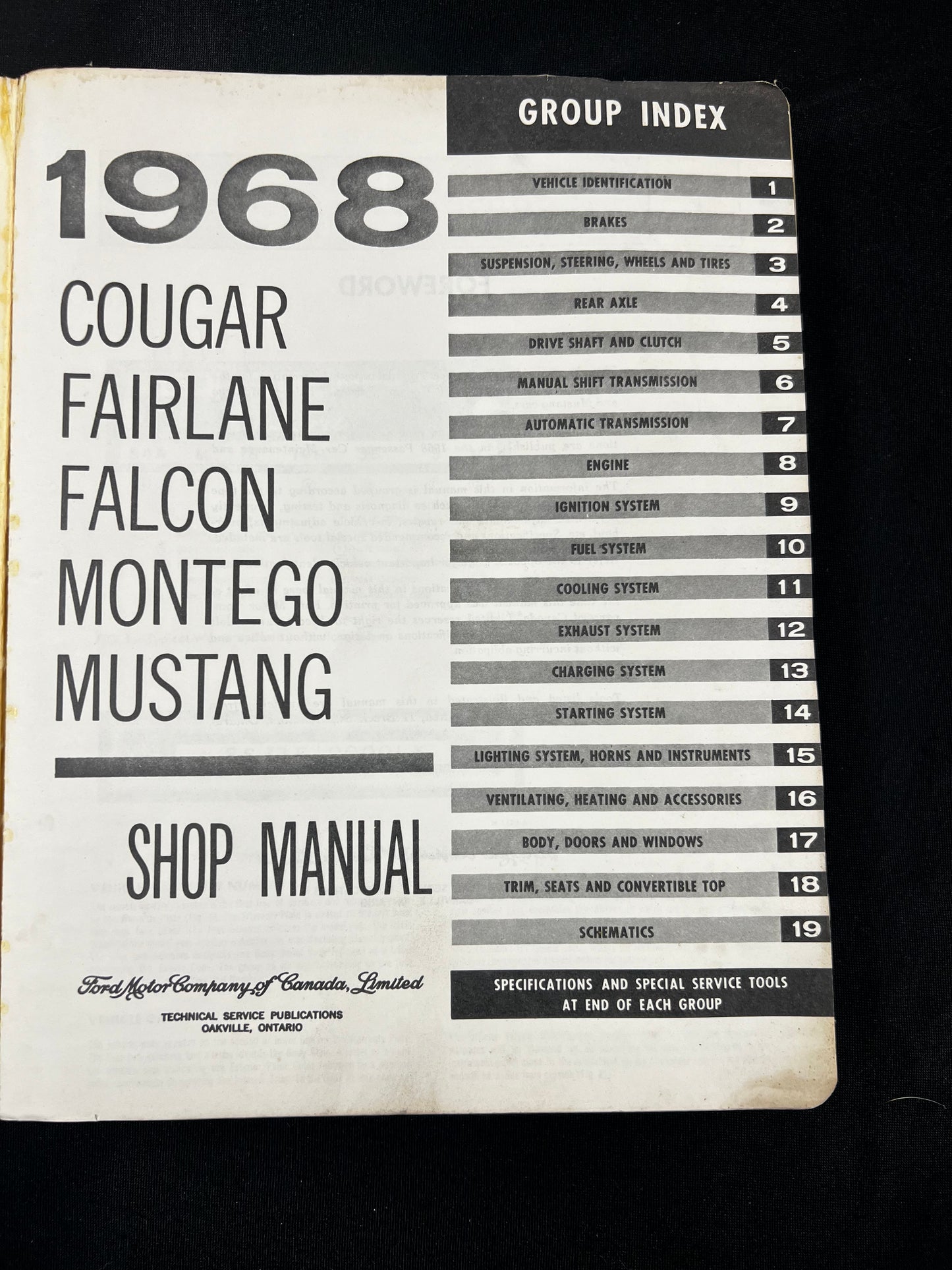 1968 Cougar Fairlane Falcon Montego Mustag Shop Manual *ORIGINAL*