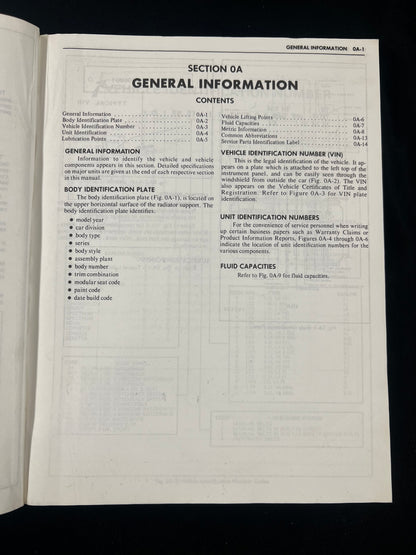 1988 Chevrolet Camaro Service Manual (Chassis & Body) *ORIGINAL*
