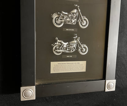 HARLEY-DAVIDSON MOTORCYCLES IN THE 1980S FRAMED SHADOW BOX DEALER DISPLAY