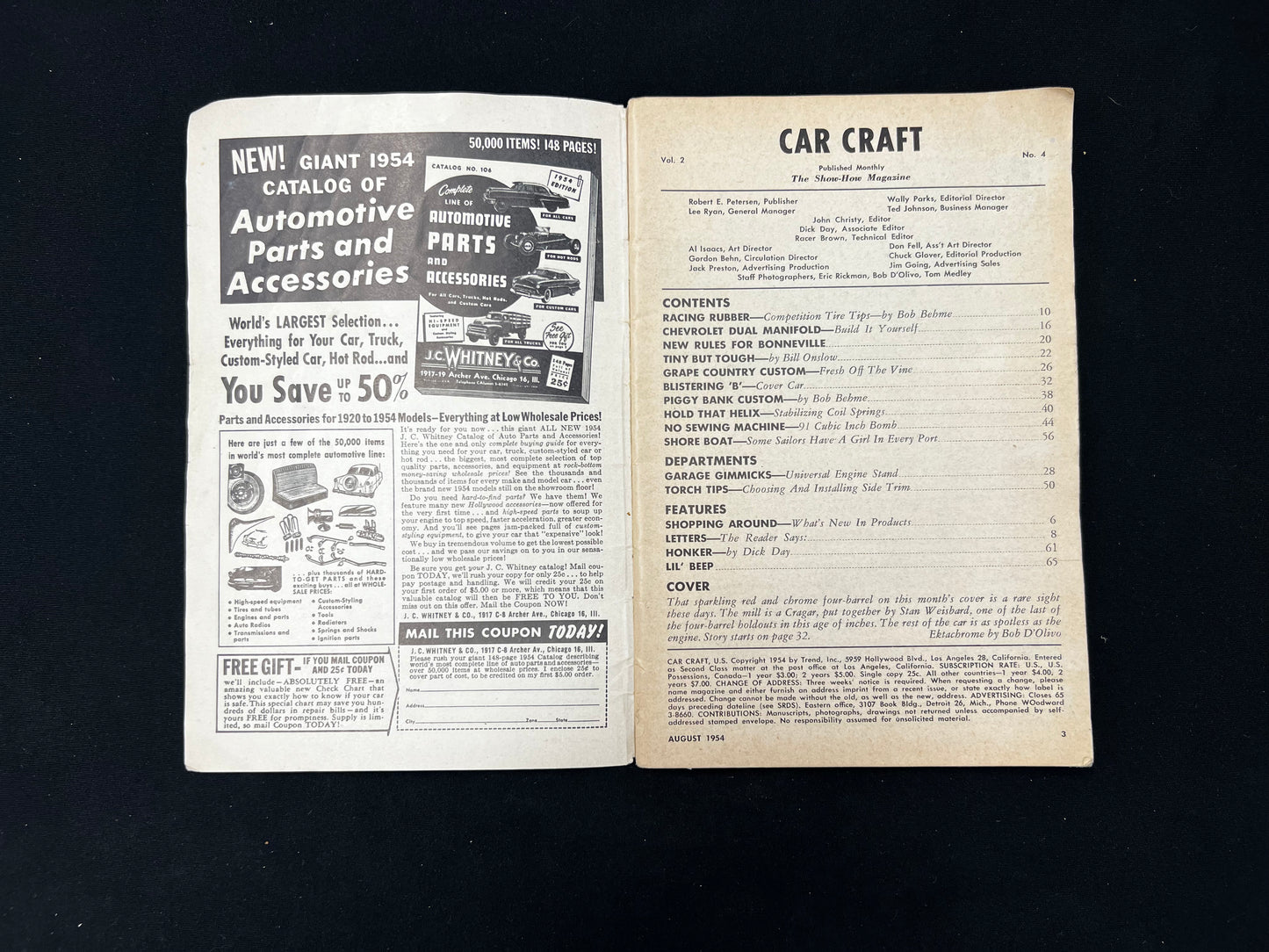 Car Craft Magazine August 1954