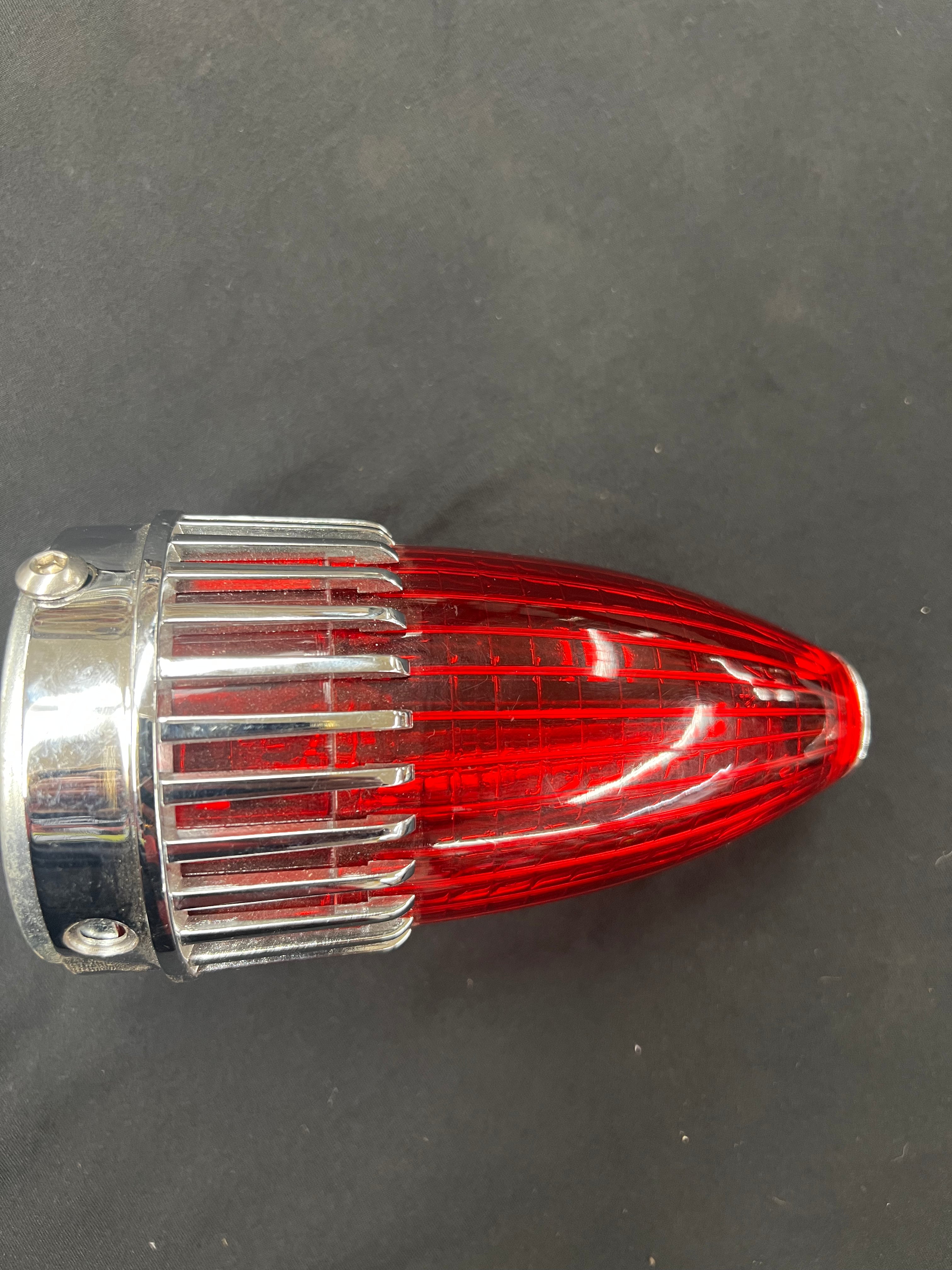 1959 Cadillac Style Red Dot Tail Lights – Pair – Chrome Bezel, Red Bullet Lens – Hot Rat Rod VW Truck