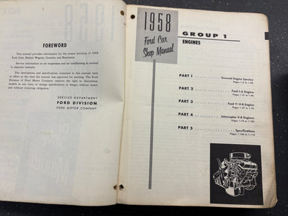 ORIGINAL 1958 FORD SERVICE MANUAL