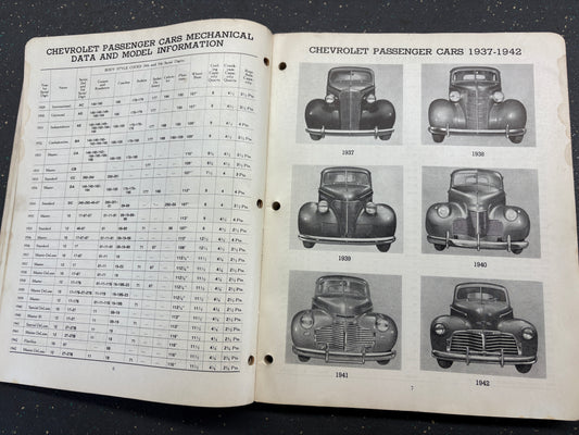Factory parts book for 1933-1942 CHEV, PONTIAC,OLDS,BUICK,CHEV TRUCKS,GMC TRUCKS AND MAPLE LEAF TRUCKS