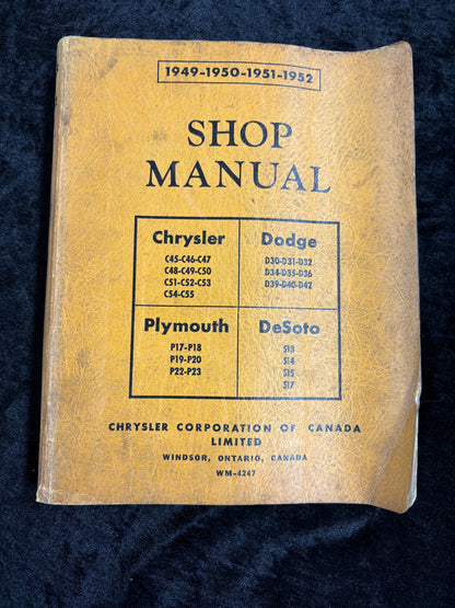 1949-1952 CANADIAN Plymouth Dodge Chrysler DeSoto Repair Shop Manual Orig.