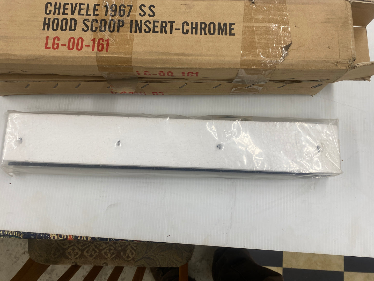 1967 CHEVELE HOOD SCOOP CHROME INSERTS  N.O.S.