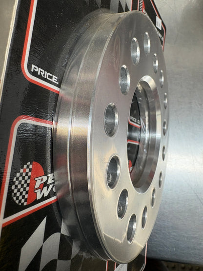 3/8" Billet aluminum 5-lug wheel spacers. Fits 5x4-1/2", 5x4-3/4" and 5x5". Sold in pairs.