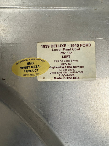 1939-40 Ford Lower Cowl Patch Panels L & R
