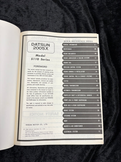 1981 Datsun 200 SX  Service Manual