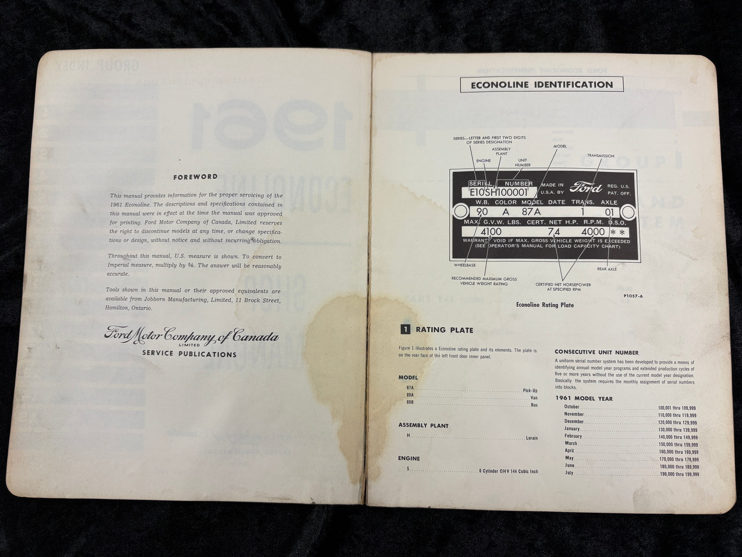 1961 Econoline Commercial Vehicles Shop Manual