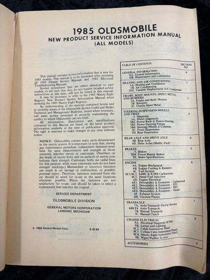 1985 Oldsmobile Service, Electrical 3 Book set