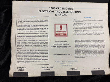 1985 Oldsmobile Service, Electrical 3 Book set