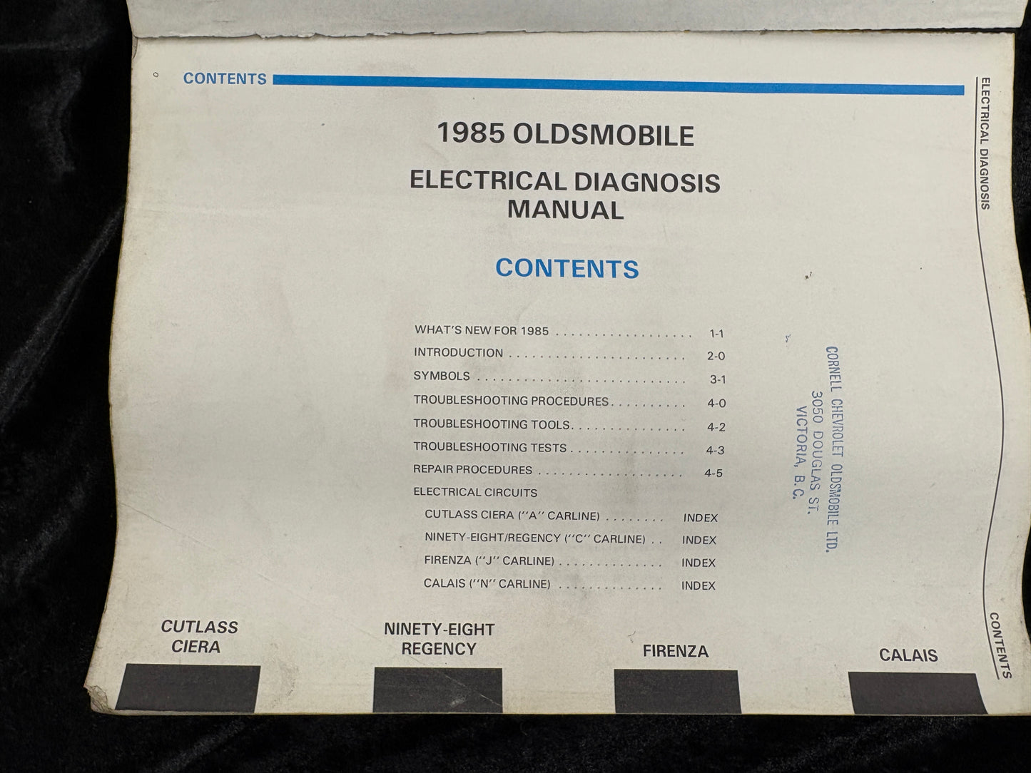 1985 Oldsmobile Service, Electrical 3 Book set