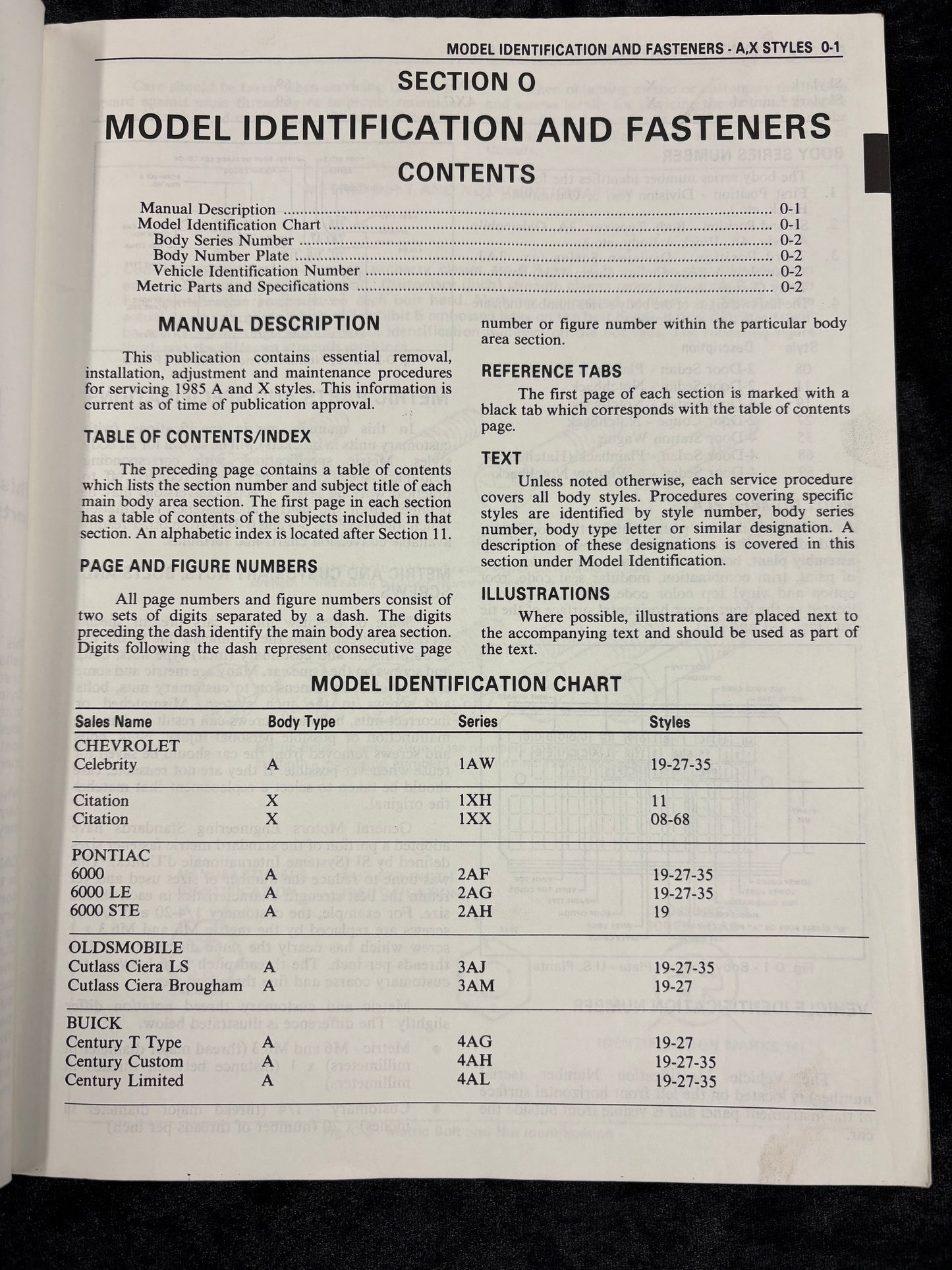 1985 Body by Fisher Service Manual A - X J AND N Styles