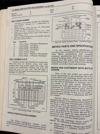 1985 Body by Fisher Service Manual A - X J AND N Styles
