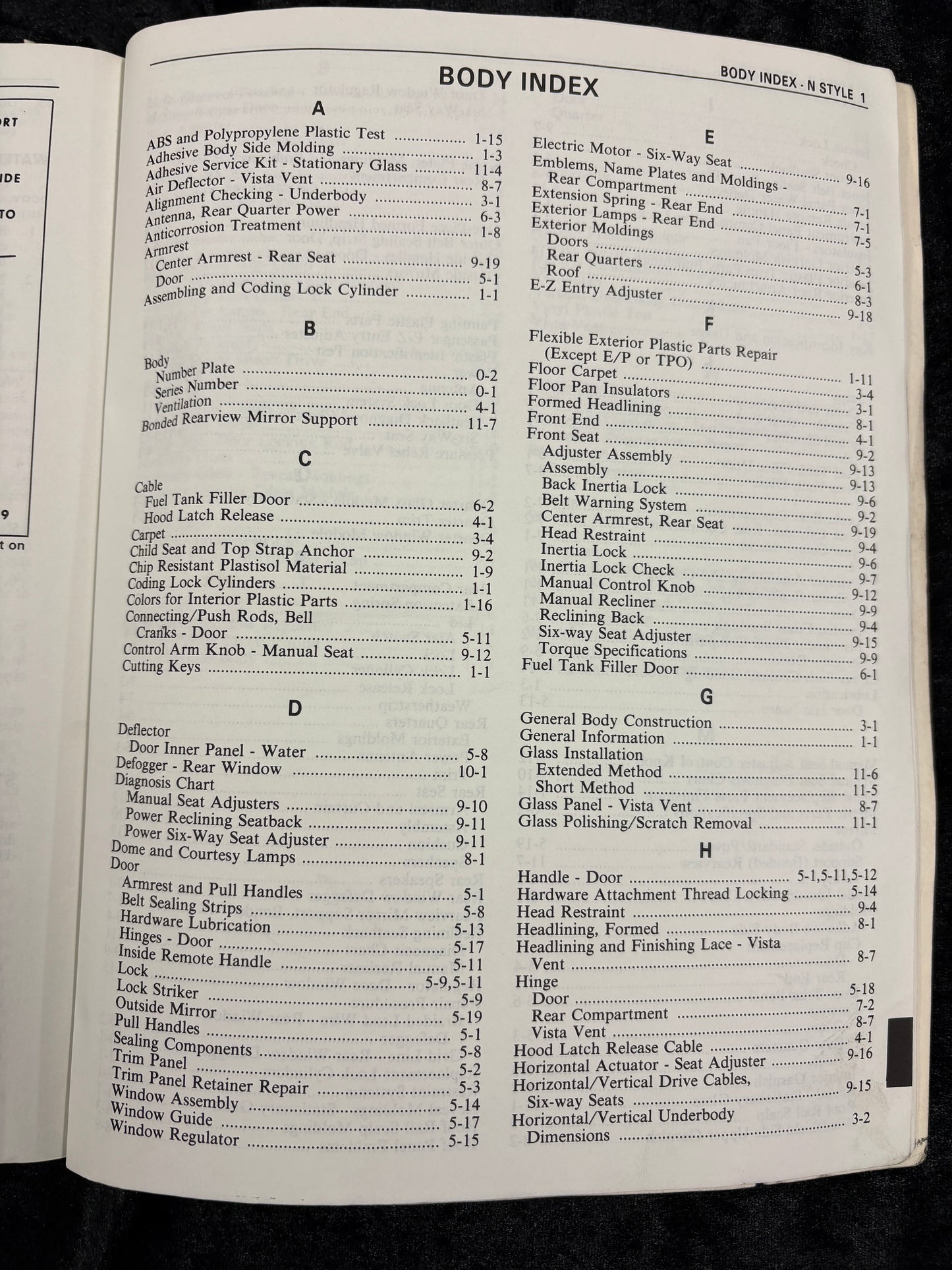 1985 Body by Fisher Service Manual A - X J AND N Styles