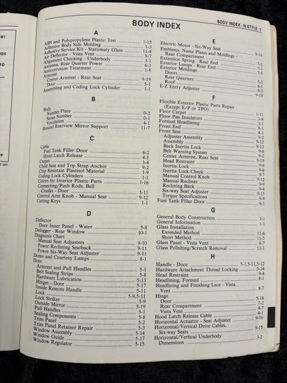 1985 Body by Fisher Service Manual A - X J AND N Styles