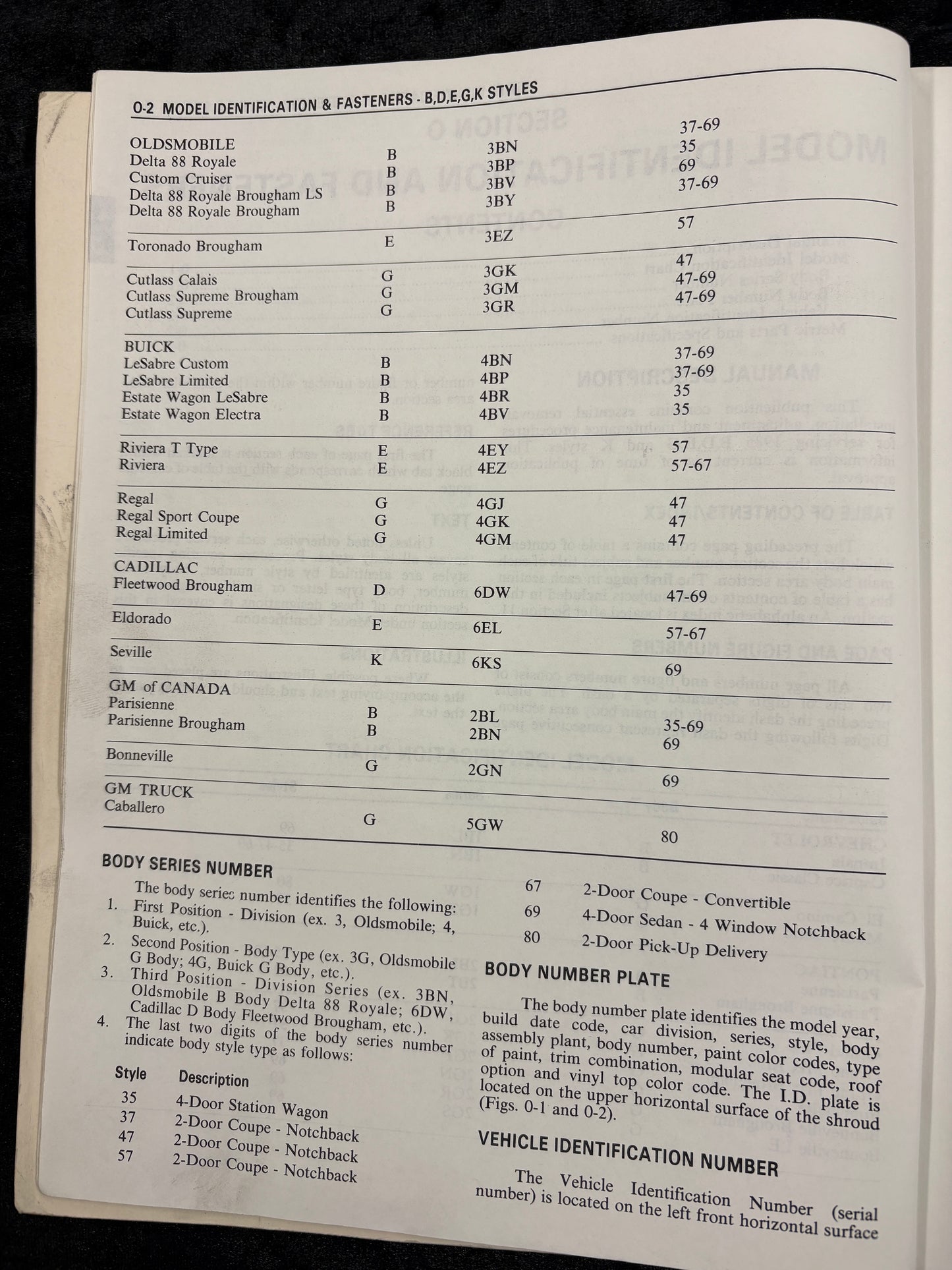1985 Body by Fisher Service Manual B-D-E-G-K Styles