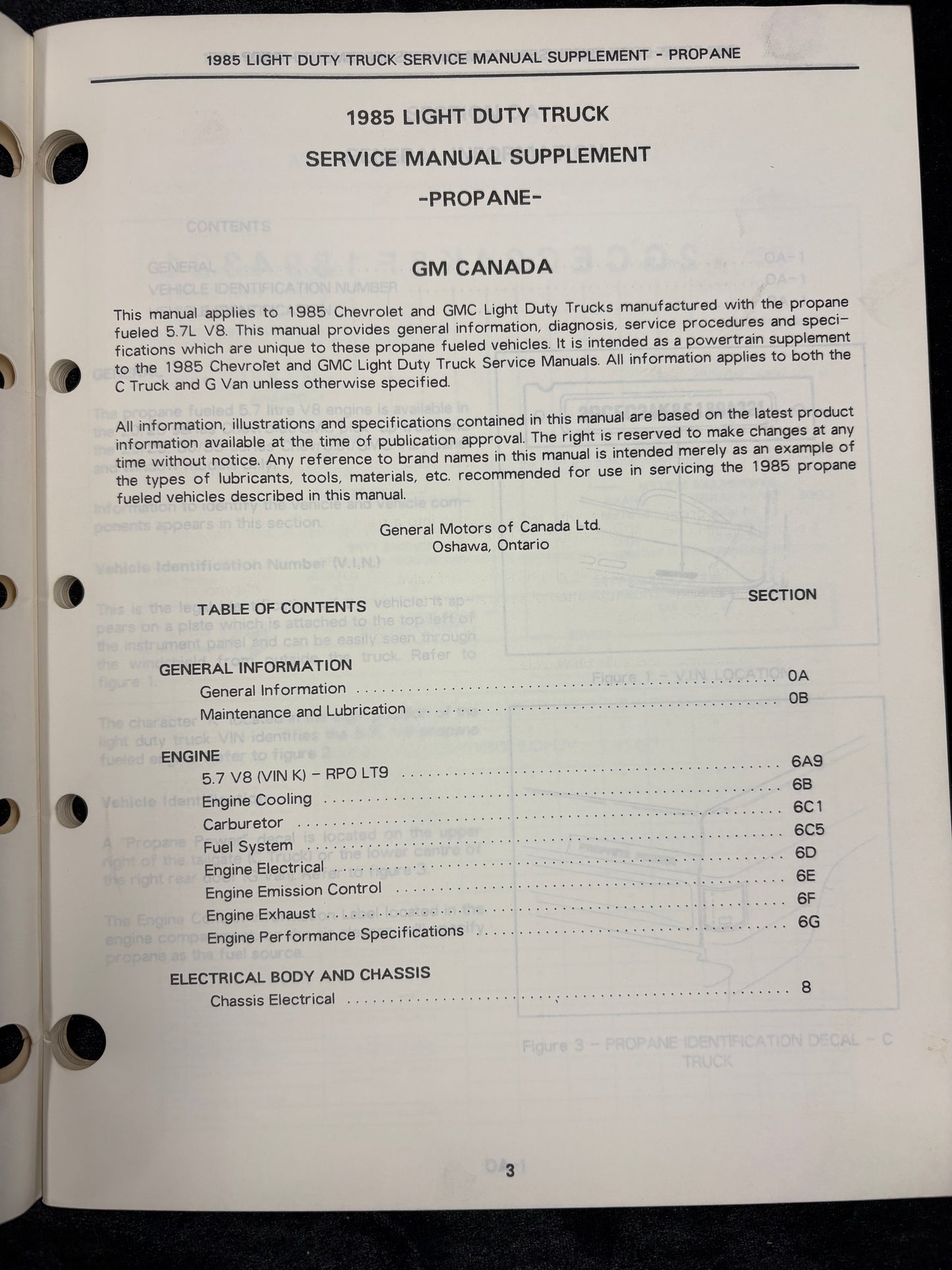 Propane GM 1985 Light Duty Truck Service Manual