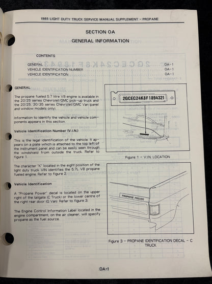 Propane GM 1985 Light Duty Truck Service Manual