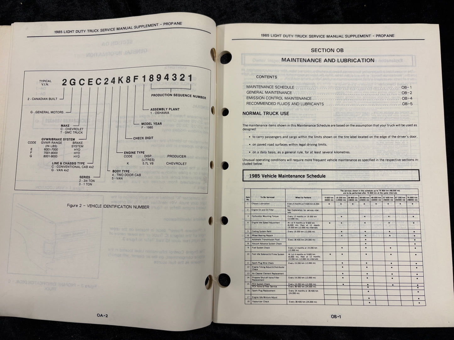 Propane GM 1985 Light Duty Truck Service Manual
