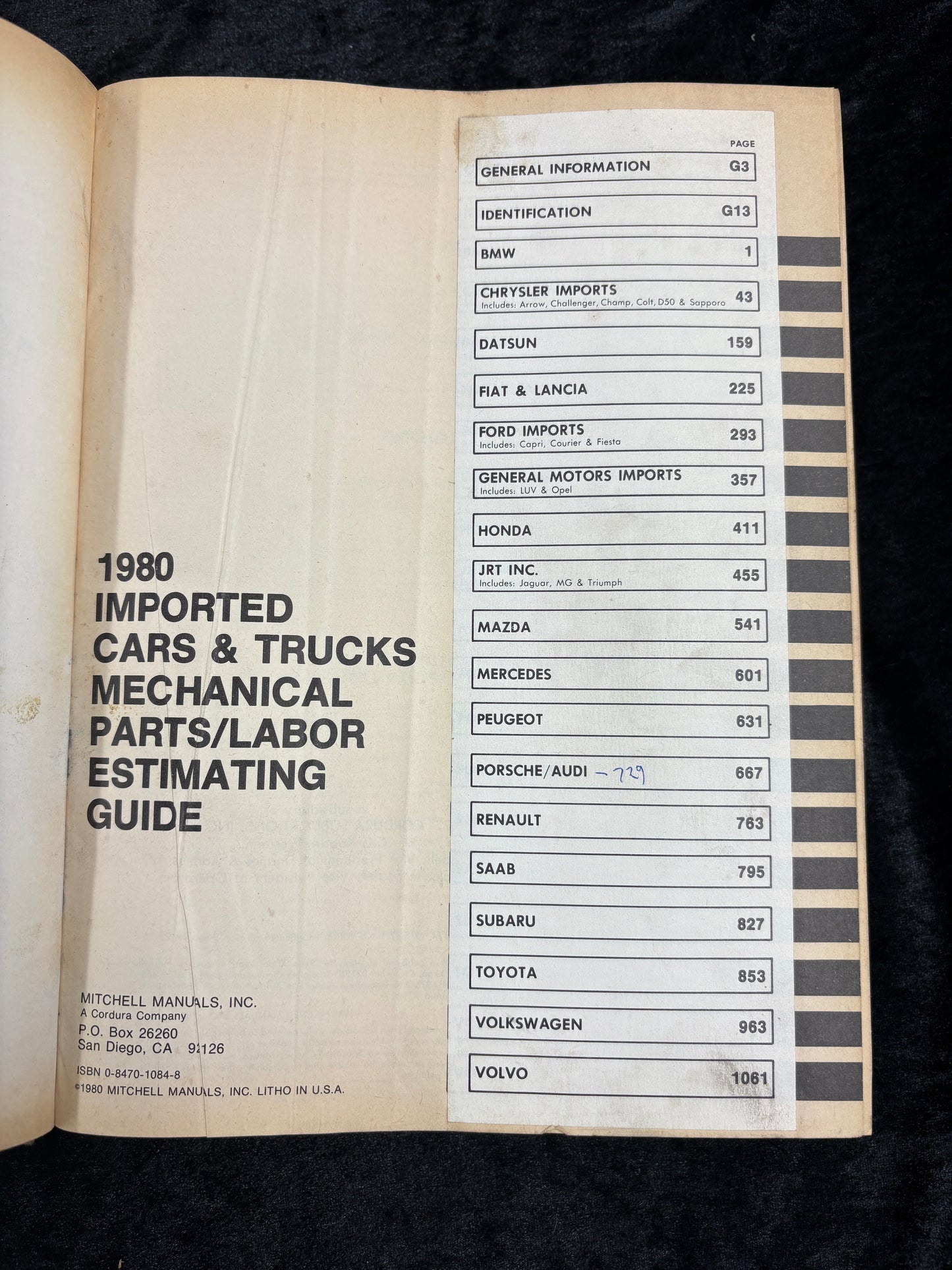 Mitchell 1980 Imported Cars and Trucks Mechanical  Parts/Labor Estimating Guide