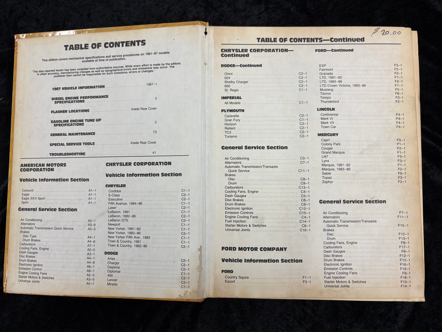 MOTOR AUTO REPAIR 50th ANNIVERSARY EDITION 1987